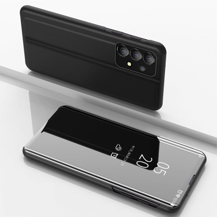 For Samsung Galaxy A33 5G Plated Mirror Flip Leather Case with Holder