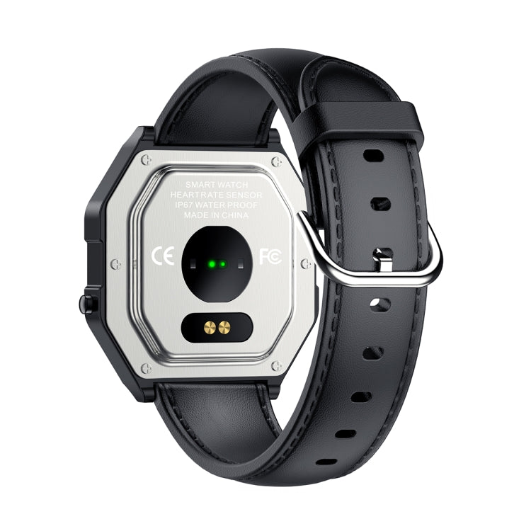 KW18 IP67 0.96 inch Leather Watchband Color Screen Smart Watch