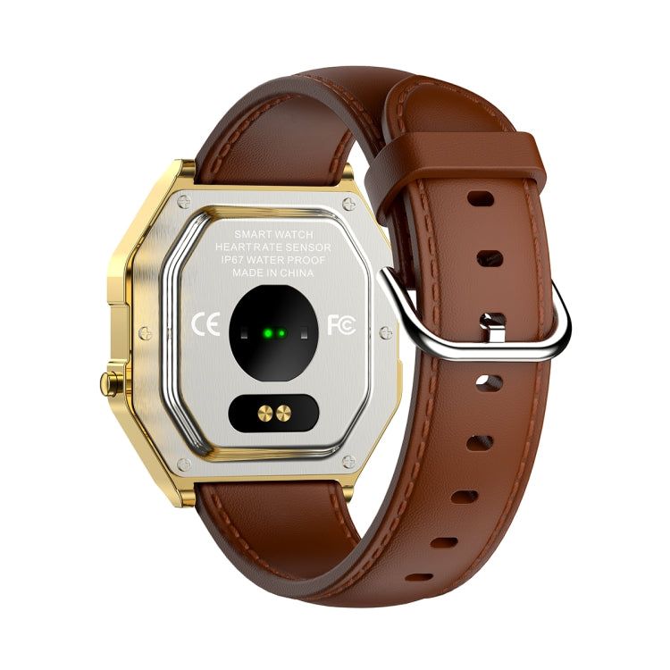 KW18 IP67 0.96 inch Leather Watchband Color Screen Smart Watch