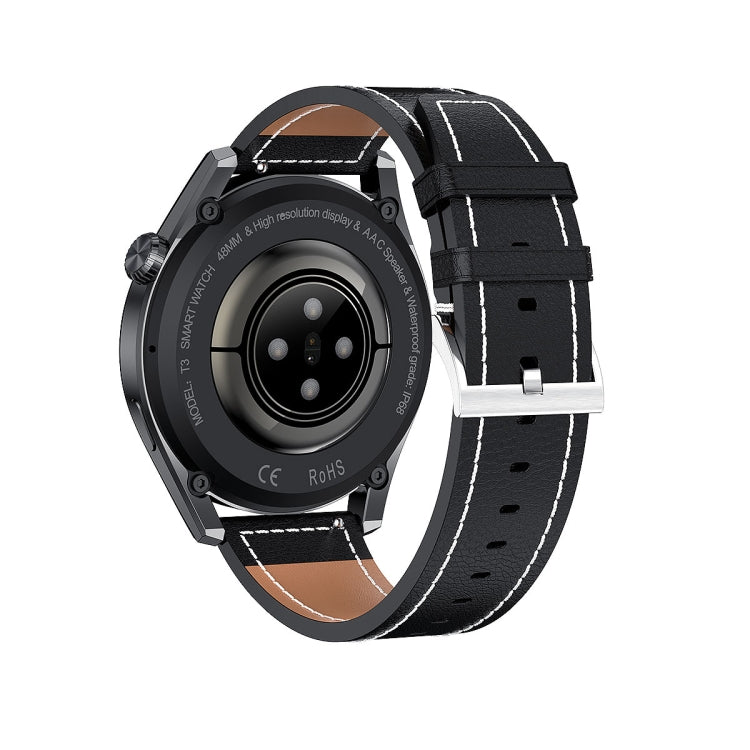 T3 IP68 1.36 inch Leather Watchband Color Screen Smart Watch