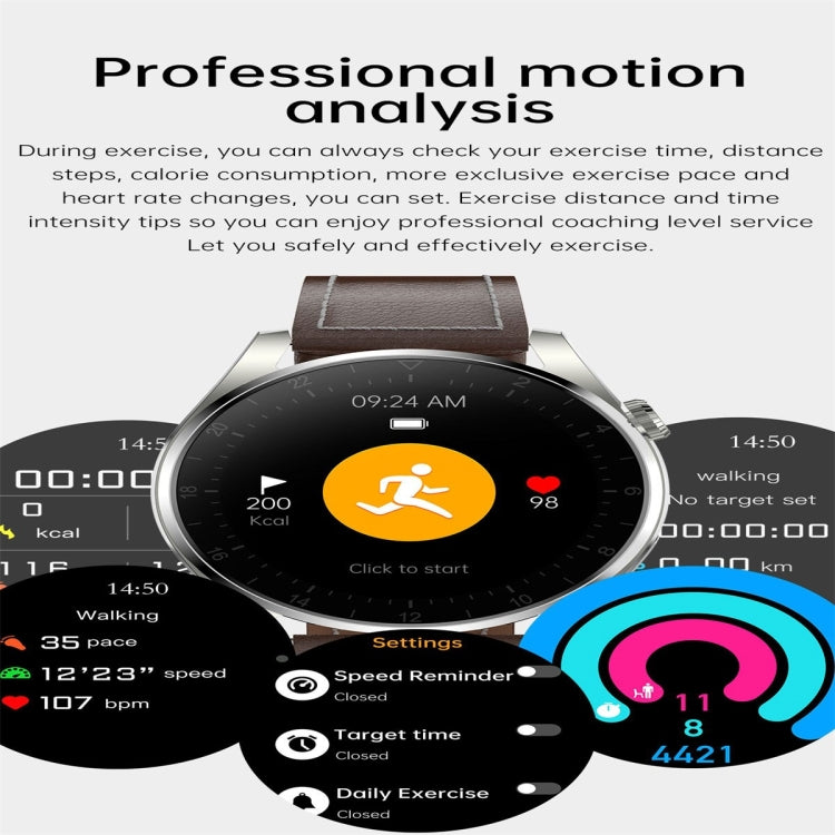 T3 IP68 1.36 inch Leather Watchband Color Screen Smart Watch