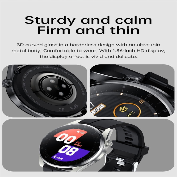 T3 IP68 1.36 inch Silicone Watchband Color Screen Smart Watch