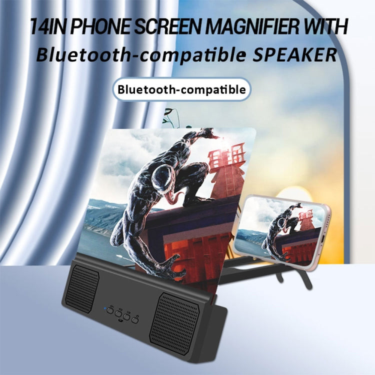 L13 14 inch Screen Magnifier Mobile Phone Desk Stand with Bluetooth Speaker