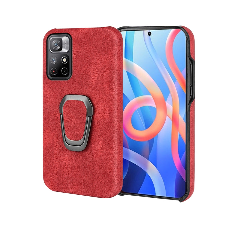 Ring Holder PU Phone Case For Xiaomi Redmi Note 11 4G