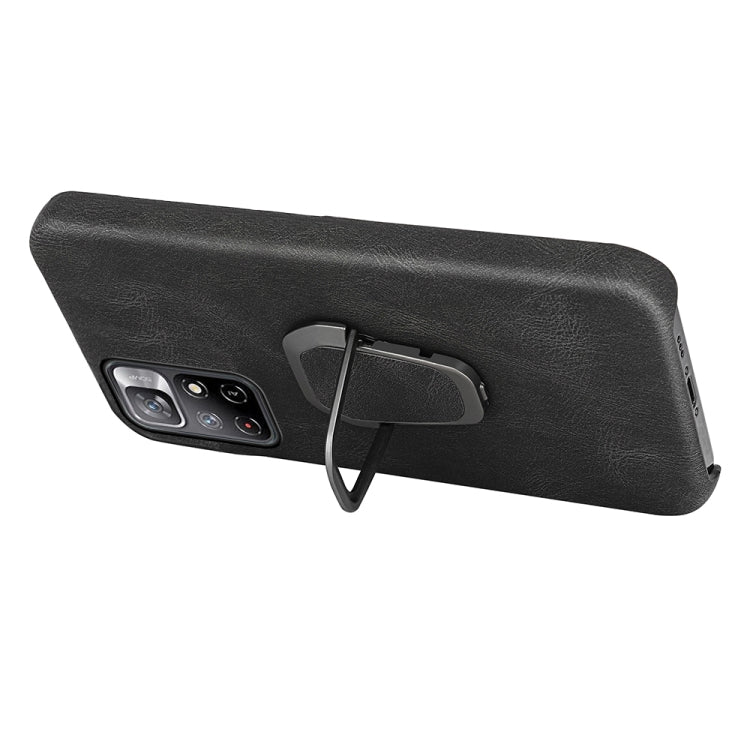 Ring Holder PU Phone Case For Xiaomi Redmi Note 11 4G