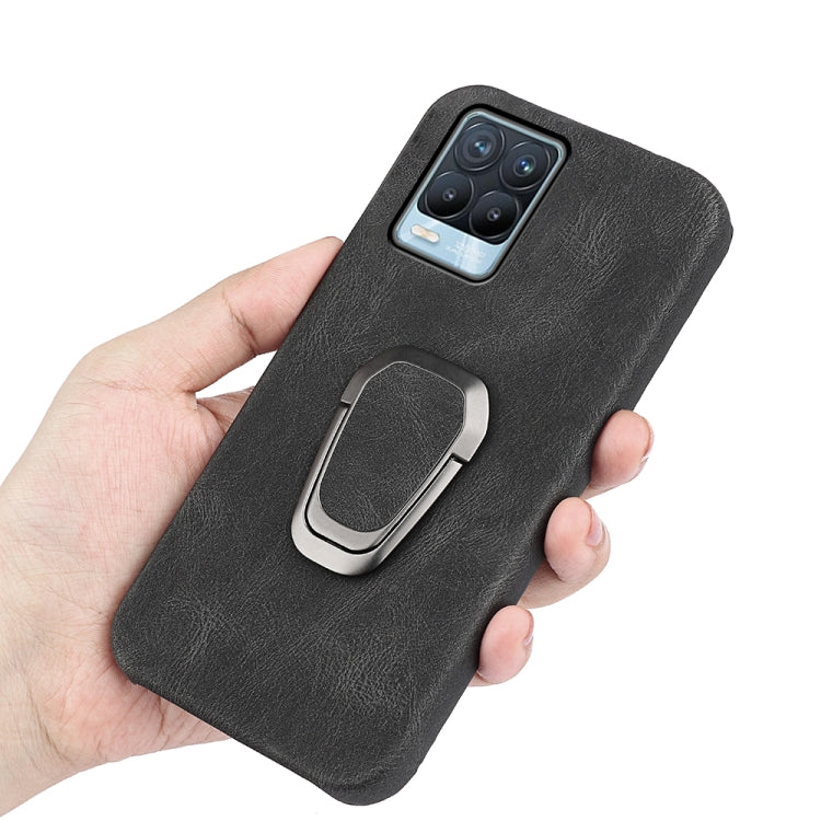 Ring Holder PU Phone Case For OPPO Realme 8 / 8 Pro