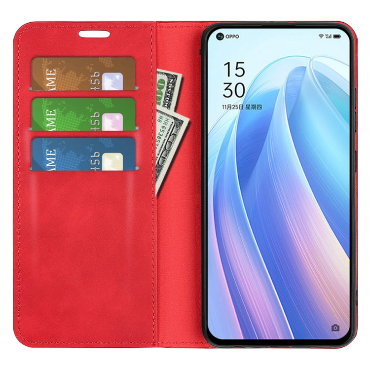 For OPPO Reno 7 5G Retro-skin Magnetic Suction Leather Phone Case