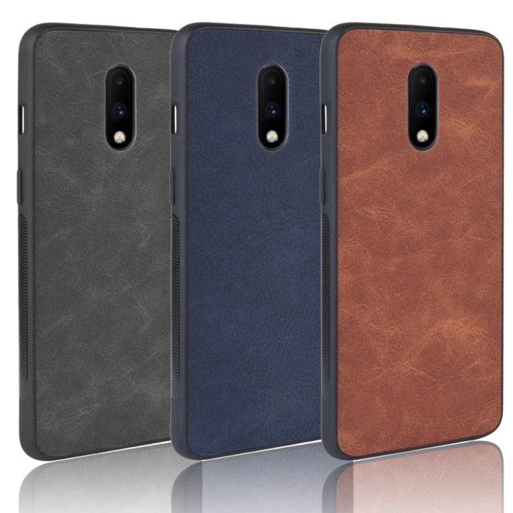 Shockproof Sheep Skin PC + PU + TPU Case for OnePlus 7(Blue)