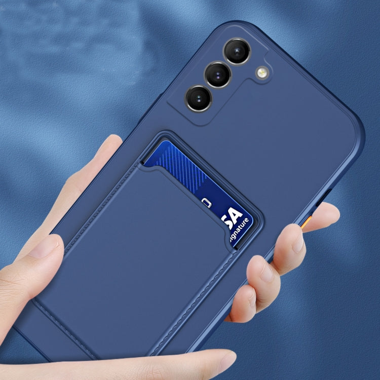 For Samsung Galaxy S22 5G Skin Feel Card Contrast Color Button TPU Phone Case