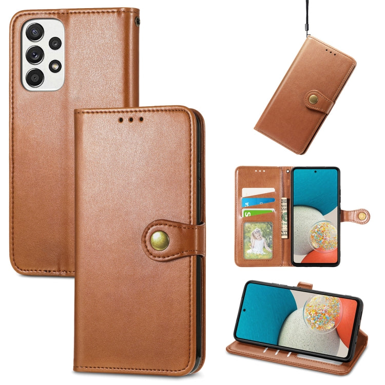 For Samsung Galaxy A53 5G Solid Color Leather Buckle Phone Case