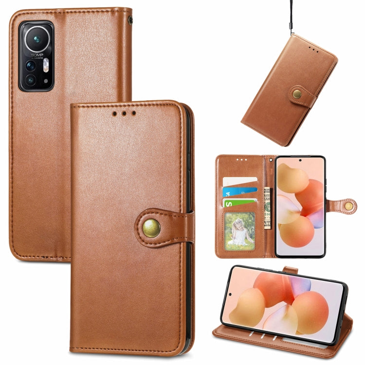 For Xiaomi 12 Solid Color Leather Buckle Phone Case