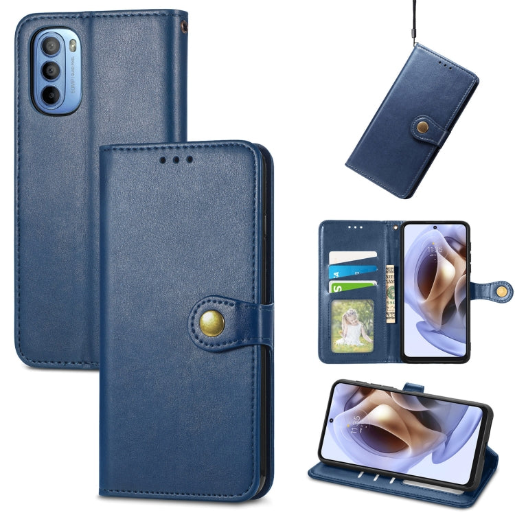For Motorola Moto G31 Solid Color Leather Buckle Phone Case