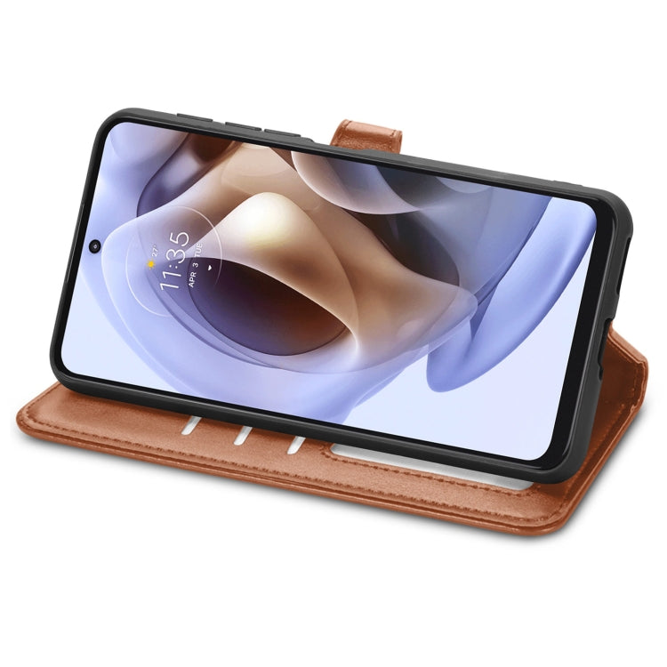 For Motorola Moto G31 Solid Color Leather Buckle Phone Case