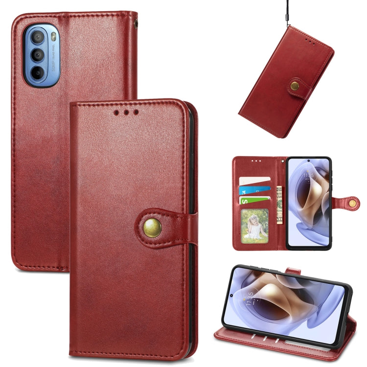 For Motorola Moto G31 Solid Color Leather Buckle Phone Case
