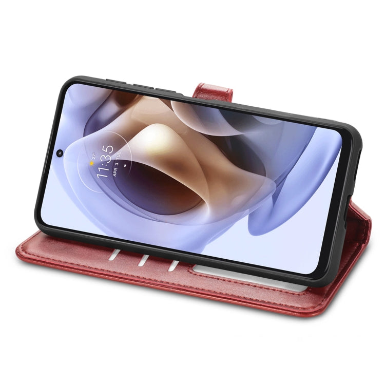 For Motorola Moto G31 Solid Color Leather Buckle Phone Case