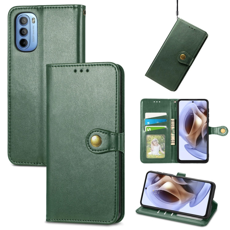 For Motorola Moto G31 Solid Color Leather Buckle Phone Case