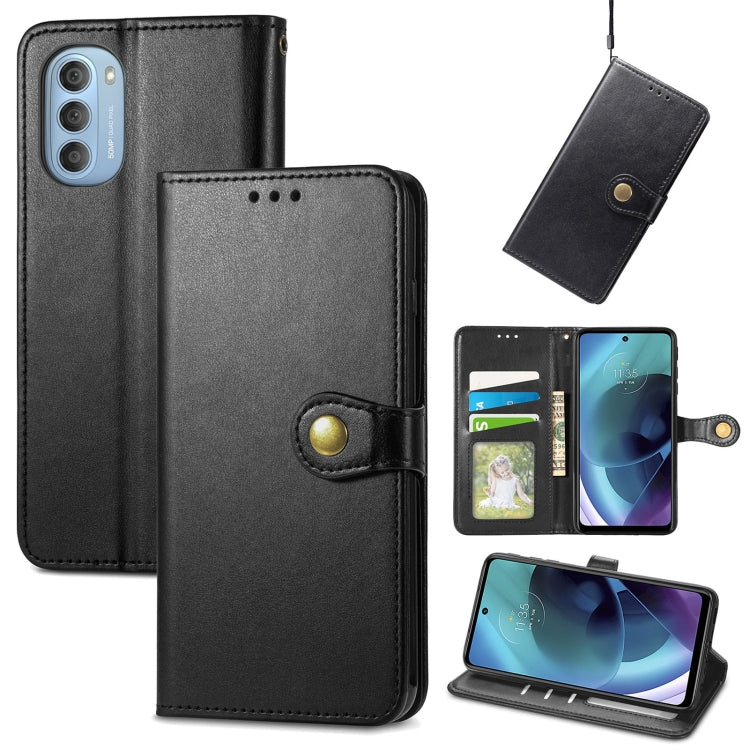 For Motorola Moto G51 Solid Color Leather Buckle Phone Case