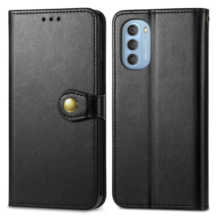 For Motorola Moto G51 Solid Color Leather Buckle Phone Case