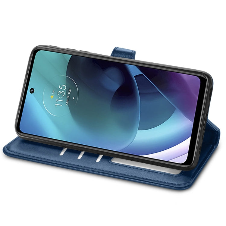 For Motorola Moto G51 Solid Color Leather Buckle Phone Case