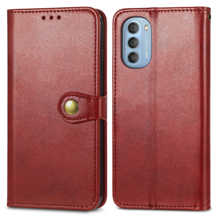 For Motorola Moto G51 Solid Color Leather Buckle Phone Case