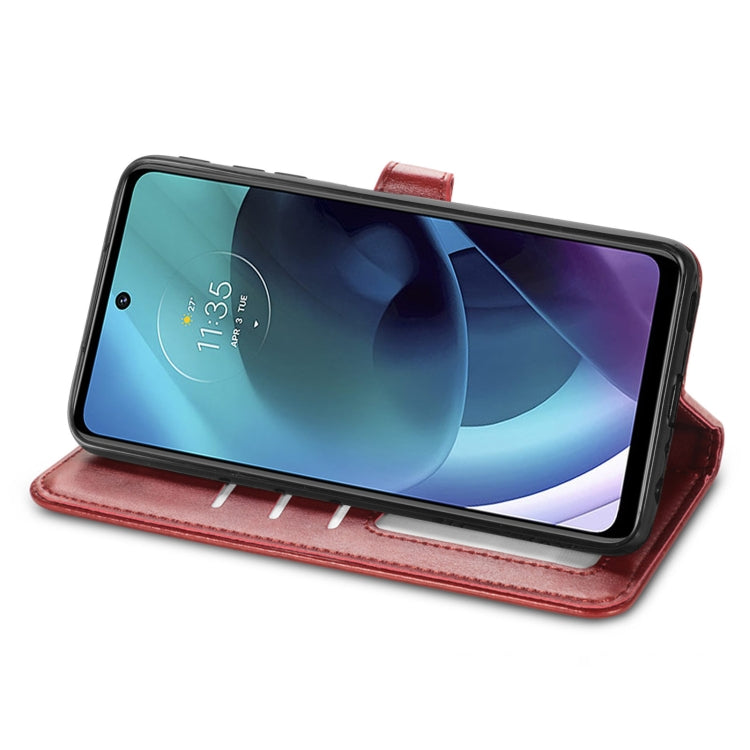 For Motorola Moto G51 Solid Color Leather Buckle Phone Case