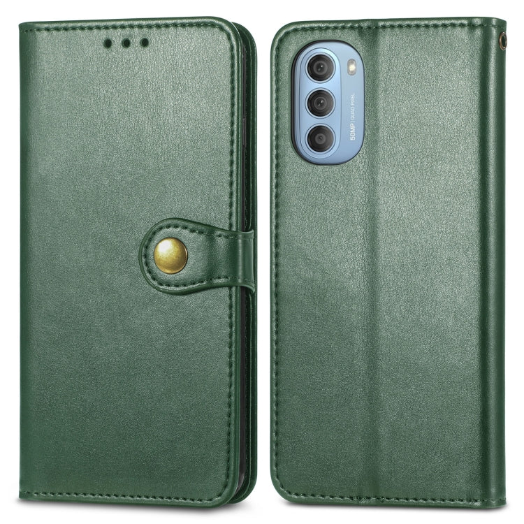 For Motorola Moto G51 Solid Color Leather Buckle Phone Case