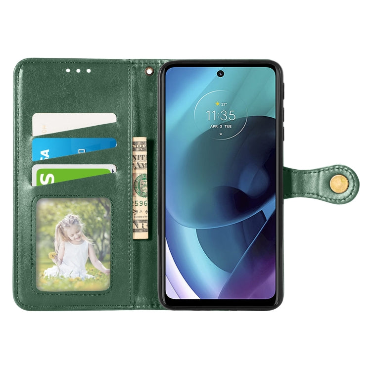 For Motorola Moto G51 Solid Color Leather Buckle Phone Case