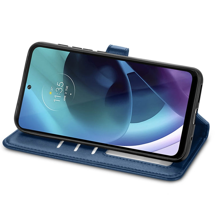 For Motorola Moto G71 5G Solid Color Leather Buckle Phone Case