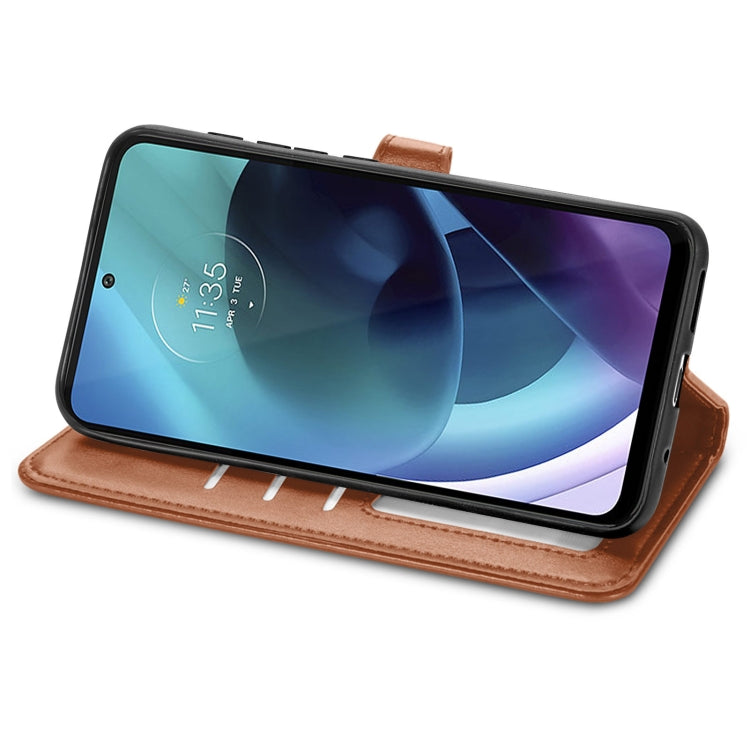 For Motorola Moto G71 5G Solid Color Leather Buckle Phone Case