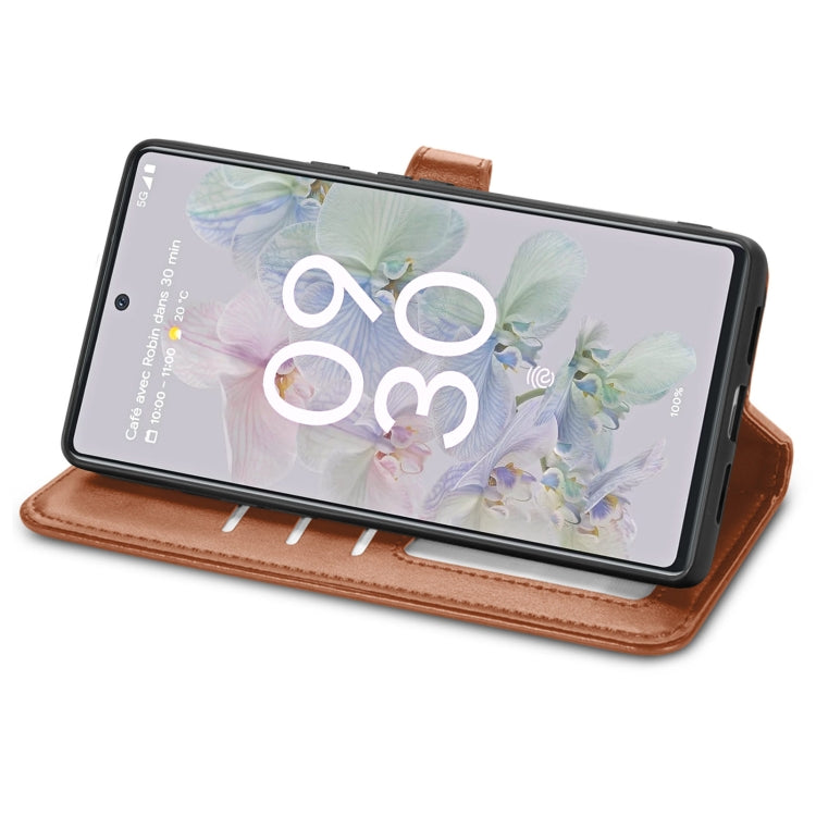 For Google Pixel 6a Solid Color Leather Buckle Phone Case