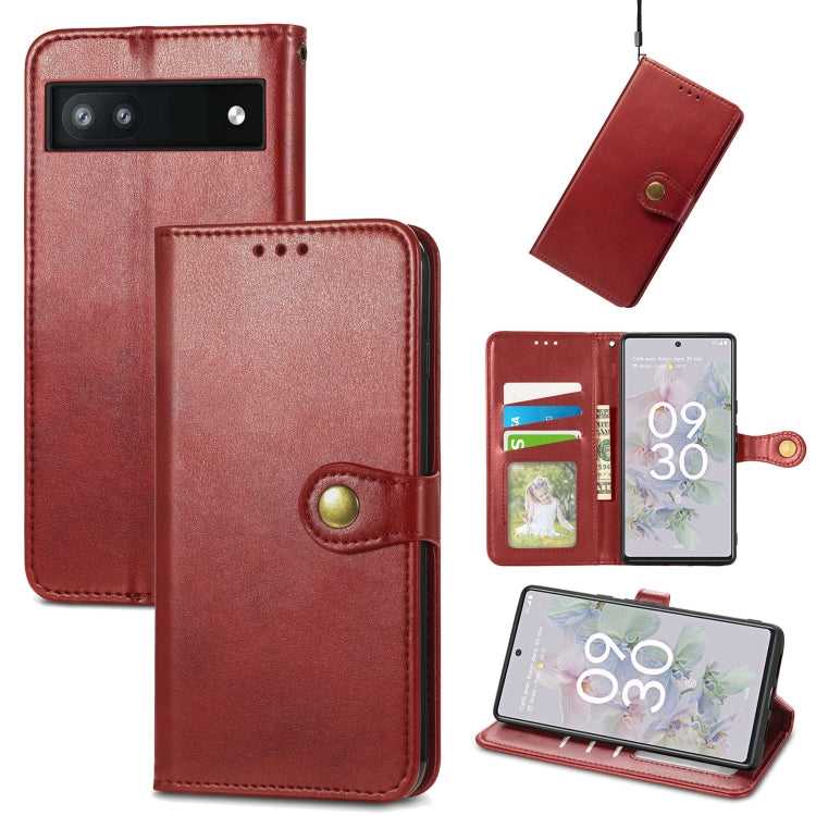 For Google Pixel 6a Solid Color Leather Buckle Phone Case