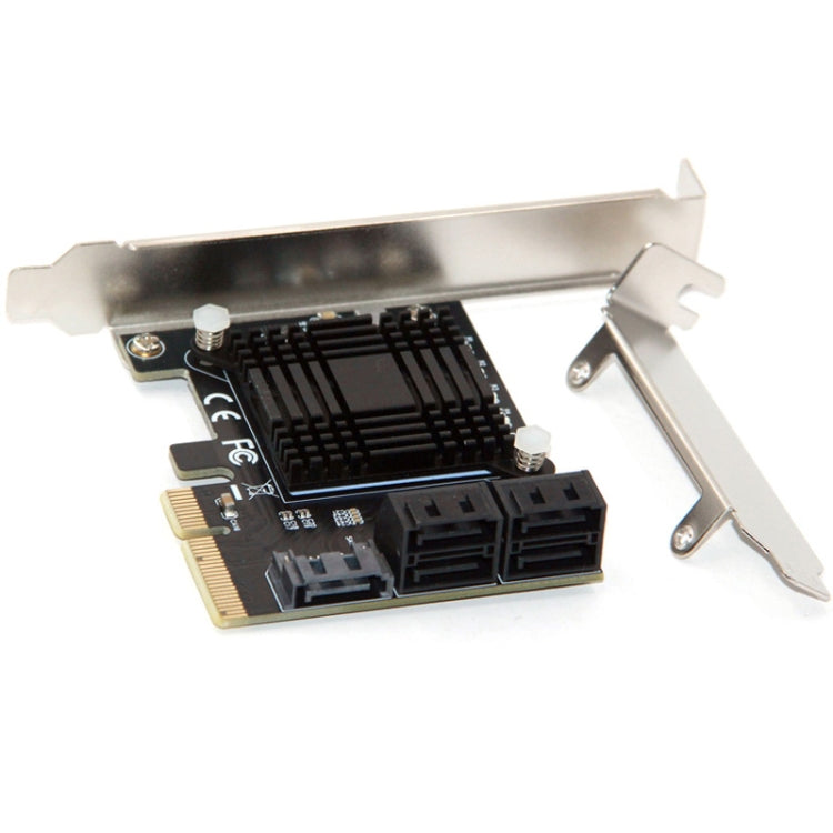 5 Ports SATA 3.0 to PCIe Chip 4X Gen 3 Expansion Card with Heatsink