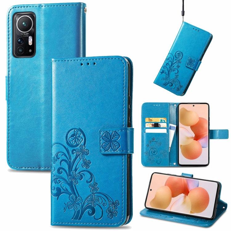 For Xiaomi 12 Four-leaf Clasp Embossed Leather Phone Case