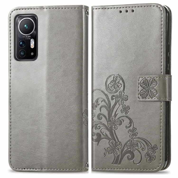 For Xiaomi 12 Four-leaf Clasp Embossed Leather Phone Case
