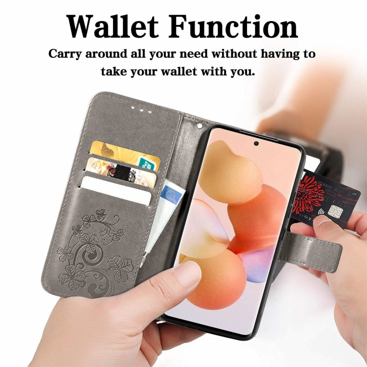 For Xiaomi 12 Four-leaf Clasp Embossed Leather Phone Case