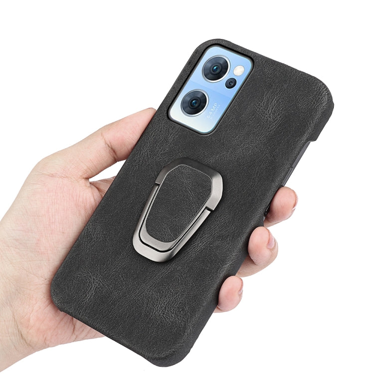 Ring Holder PU Phone Case For OPPO Reno7 5G