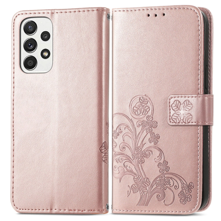 For Samsung Galaxy A53 5G Four-leaf Clasp Embossed Leather Phone Case