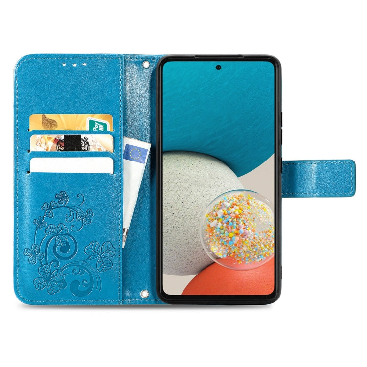 For Samsung Galaxy A53 5G Four-leaf Clasp Embossed Leather Phone Case