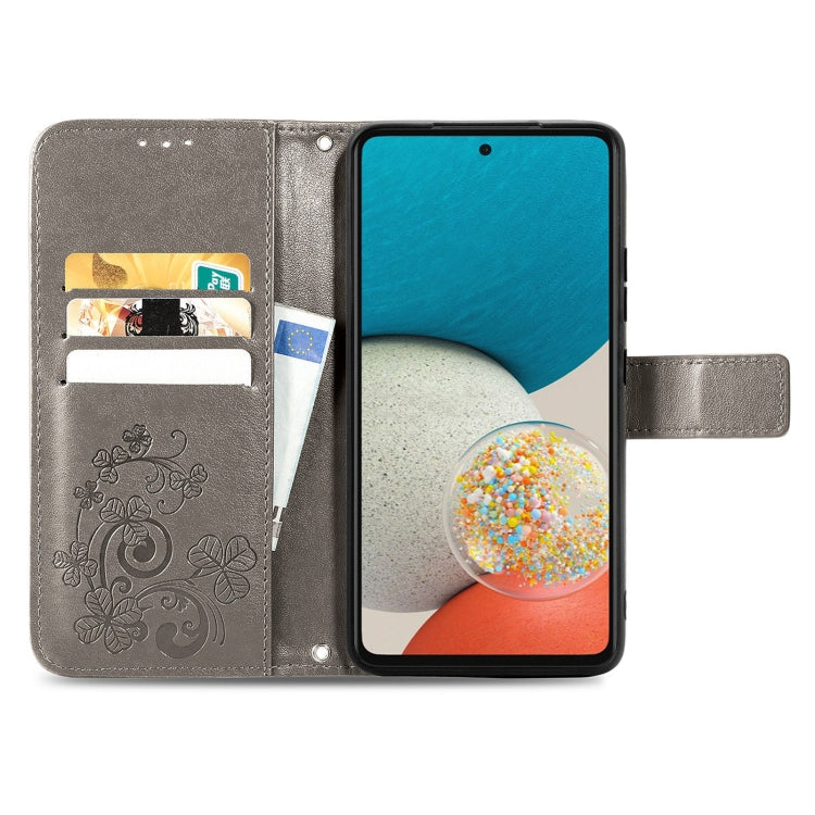 For Samsung Galaxy A53 5G Four-leaf Clasp Embossed Leather Phone Case