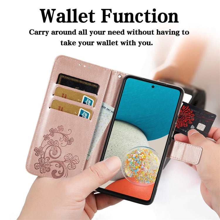 For Samsung Galaxy A53 5G Four-leaf Clasp Embossed Leather Phone Case
