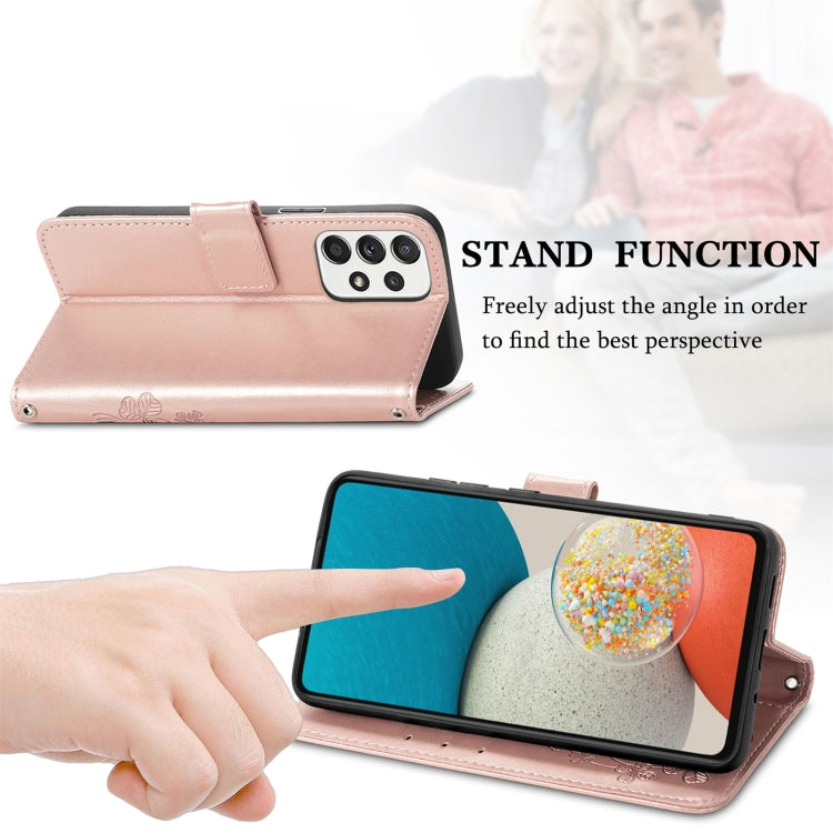 For Samsung Galaxy A53 5G Four-leaf Clasp Embossed Leather Phone Case