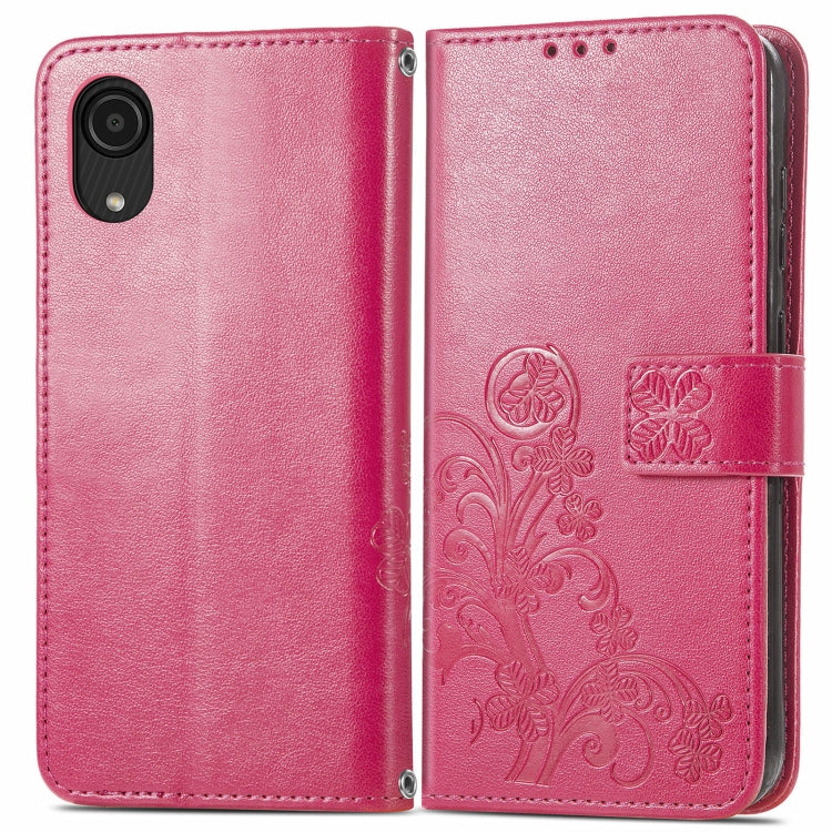 For Samsung Galaxy A03 Core Four-leaf Clasp Embossed Leather Phone Case