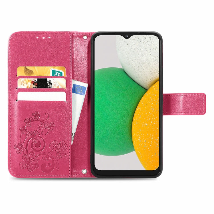 For Samsung Galaxy A03 Core Four-leaf Clasp Embossed Leather Phone Case
