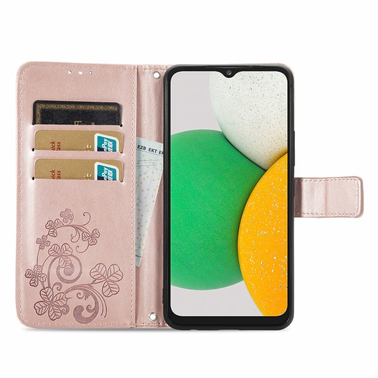 For Samsung Galaxy A03 Core Four-leaf Clasp Embossed Leather Phone Case