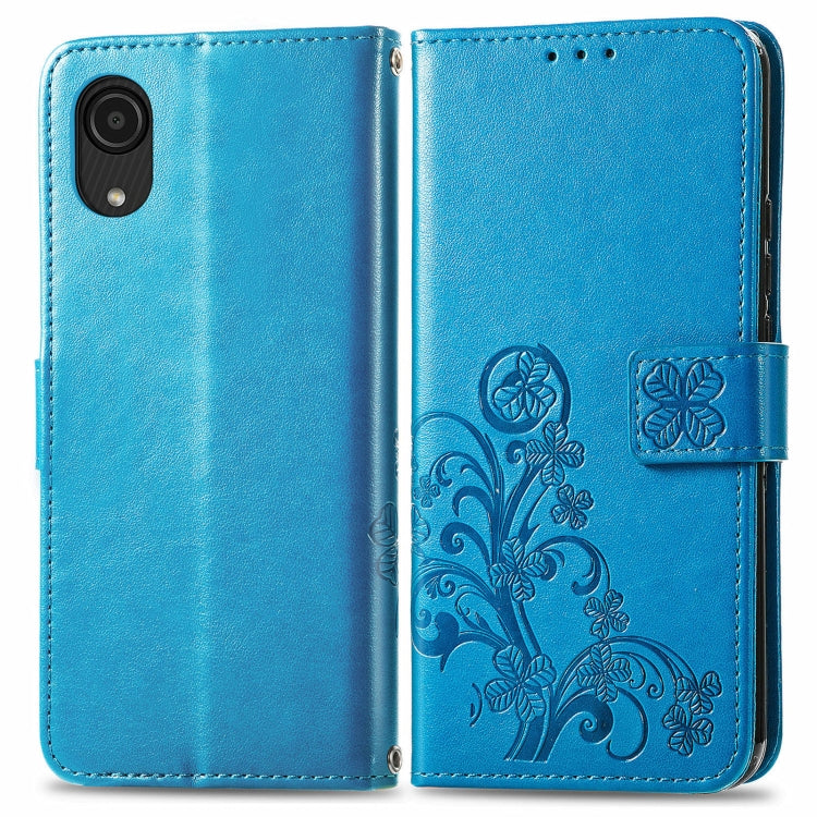 For Samsung Galaxy A03 Core Four-leaf Clasp Embossed Leather Phone Case
