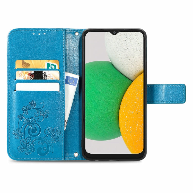 For Samsung Galaxy A03 Core Four-leaf Clasp Embossed Leather Phone Case