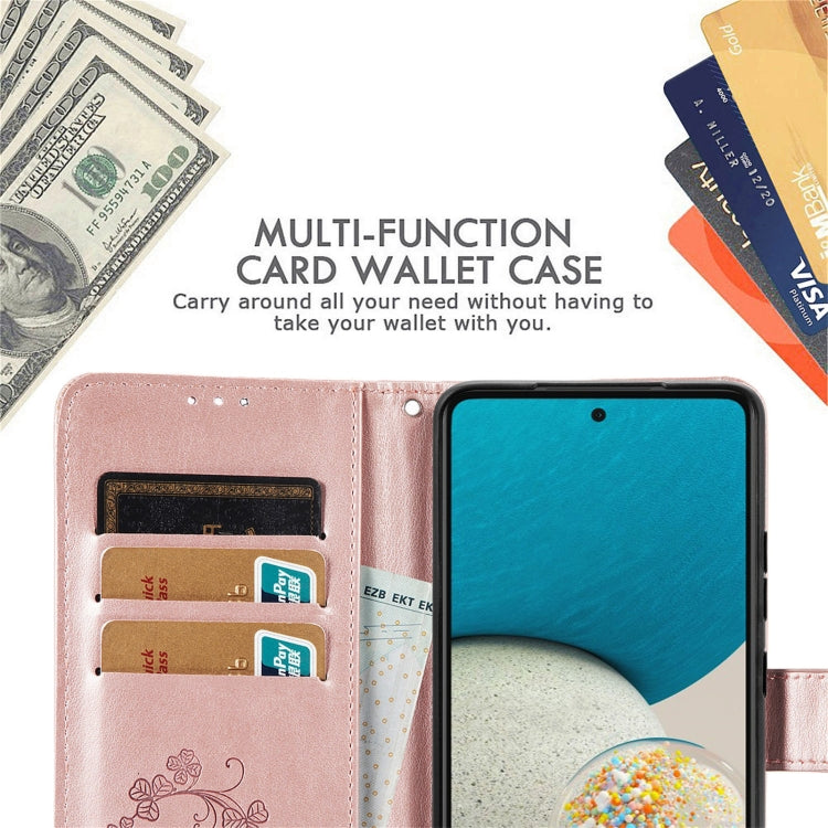 For Samsung Galaxy A03 Core Four-leaf Clasp Embossed Leather Phone Case