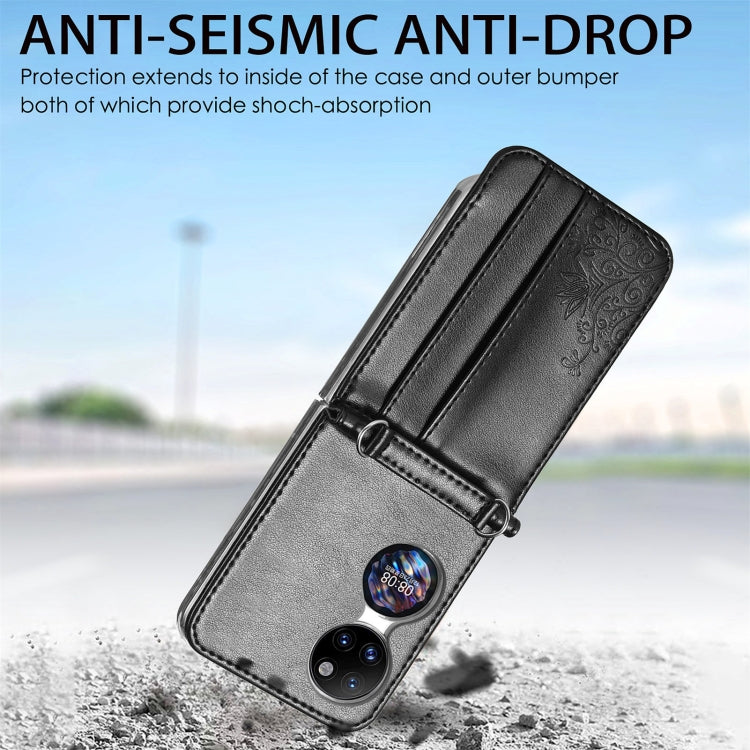 For Huawei  P50 Pocket Diagonal Embossed Card Folding Phone Case