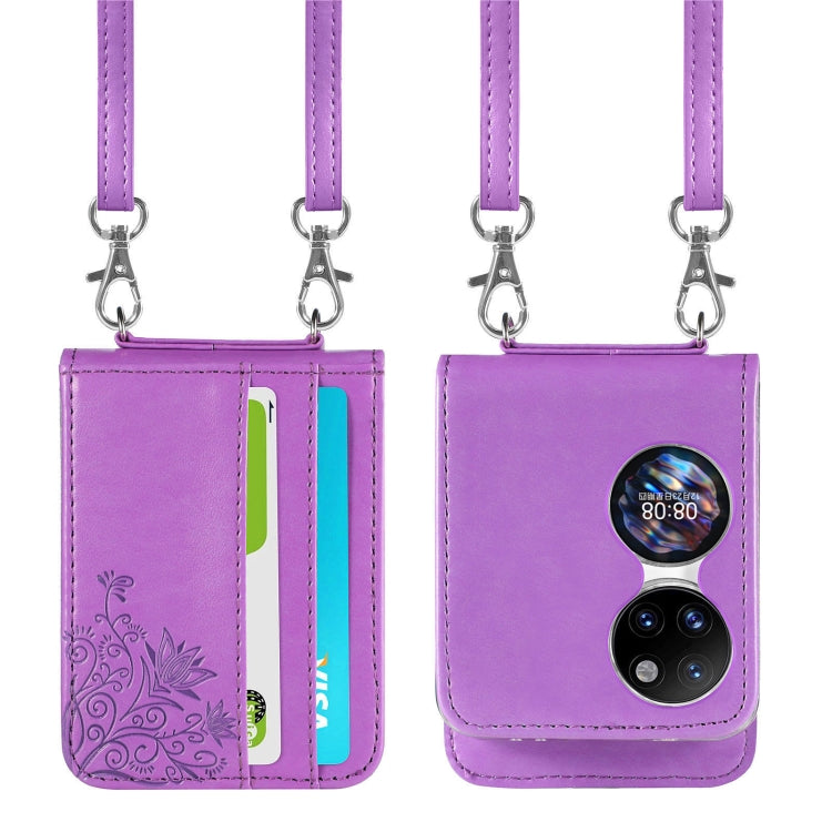 For Huawei  P50 Pocket Diagonal Embossed Card Folding Phone Case