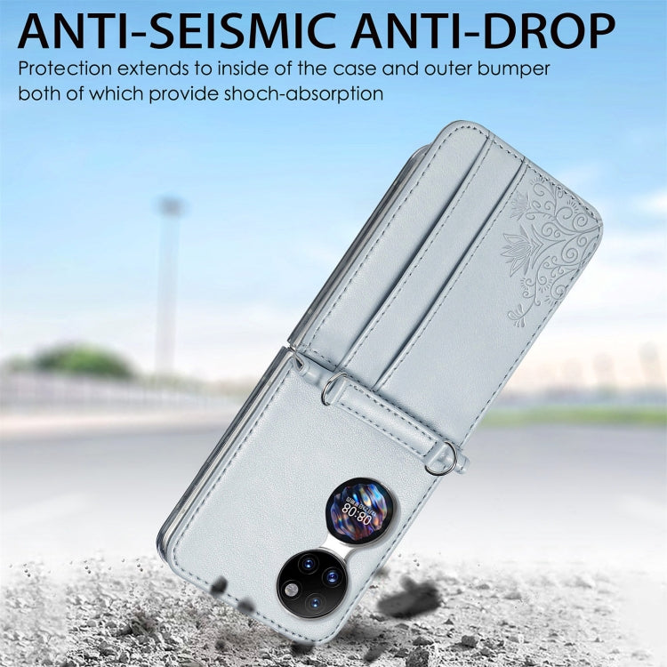 For Huawei  P50 Pocket Diagonal Embossed Card Folding Phone Case